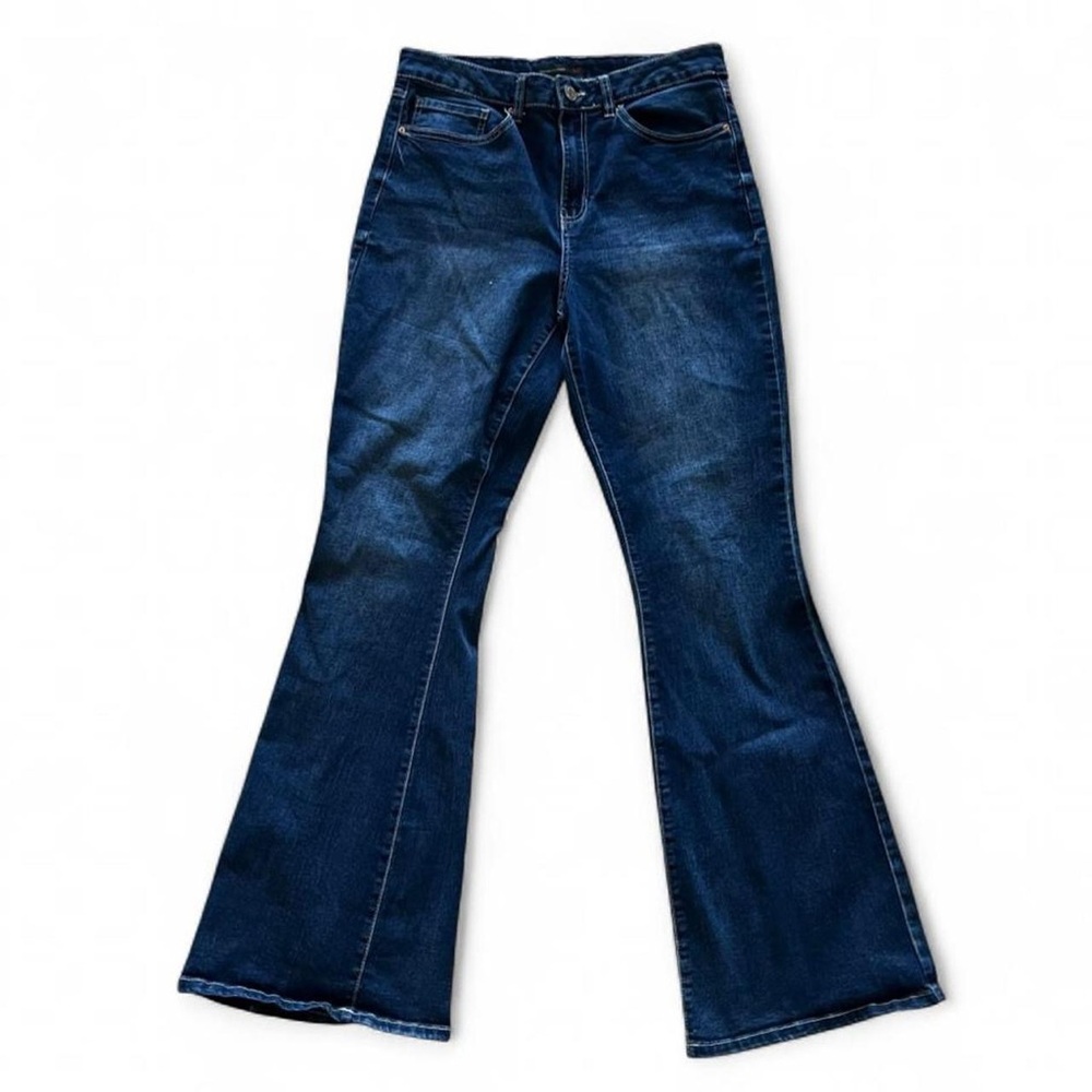 YMI Dark Blue Stretchy High Rise Flare Jeans - Picture 2 of 3
